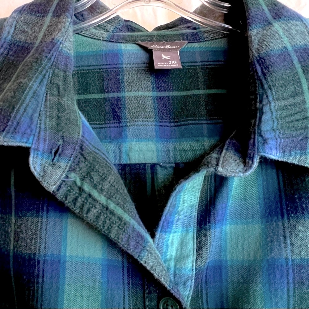 Eddie Bauer Flannel Plaid Shirt Lightweight Size 2XL - Picture 2 of 10